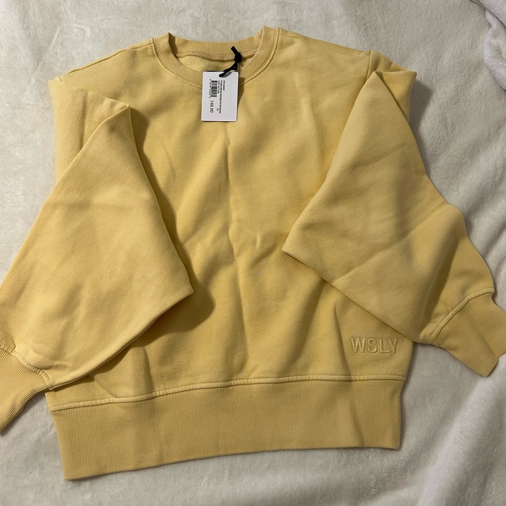 Bandier WSLY Eco Fleece Crew Neck Sweatshirt with Shoulder Pads